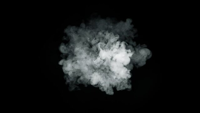 Super Slow Motion Shot of Round Smoke Explosion Towards Camera Isolated on Black at 1000fps.