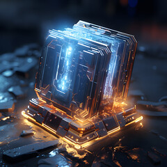 A sci-fi installations chip in the style of technology