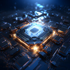 A sci-fi installations chip in the style of technology