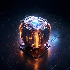 A sci-fi installations chip in the style of technology