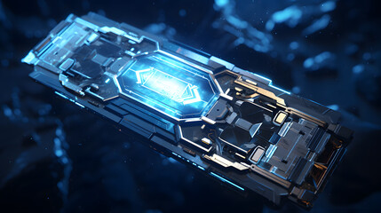 A sci-fi installations chip in the style of technology