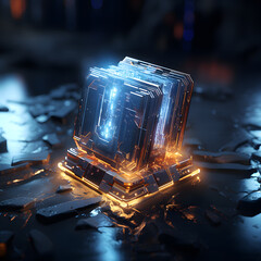 A sci-fi installations chip in the style of technology