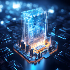 A sci-fi installations chip in the style of technology