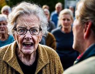 photo of angry senior people in nursing home, generative AI - obrazy, fototapety, plakaty