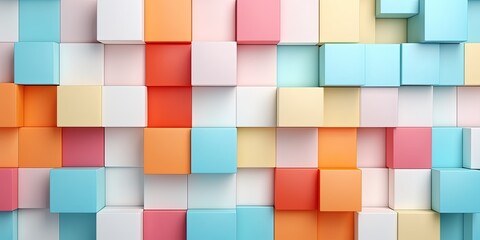 Abstract bright geometric pastel colors colored gloss texture wall with squares and rectangles background banner illustration panorama long, textured wallpaper