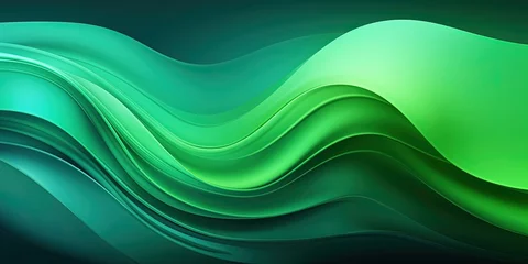 Zelfklevend Fotobehang Abstract colorful neon green colors and gradients waves texture background panorama banner for web design backdrop wallpaper illustration © Coosh448