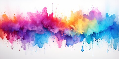 Abstract colorful rainbow color painting illustration texture - watercolor splashes, isolated on white background