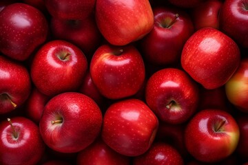 Fresh red apples as background, top view. Red apples texture.