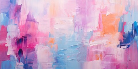 Closeup of abstract rough colorful multicolored pink art painting texture, with oil brushstroke, pallet knife paint on canvas, dripping color - obrazy, fototapety, plakaty