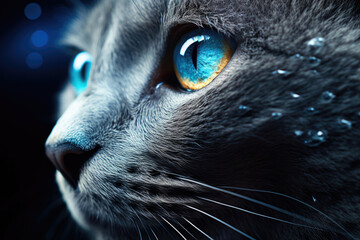 Cat of breed Russian Blue close up - obrazy, fototapety, plakaty