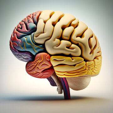 Human brain, 3d render, lateral view