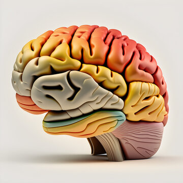 Human brain, 3d render, lateral view