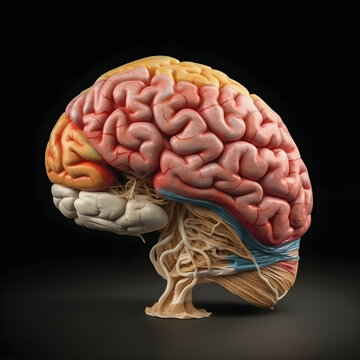 Human brain, 3d render, lateral view