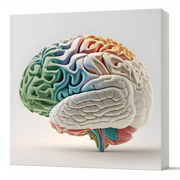 Human brain, 3d render, lateral view