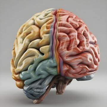 Human brain, 3d render, lateral view
