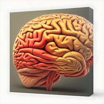 Human brain, 3d render, lateral view