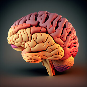 Human brain, 3d render, lateral view