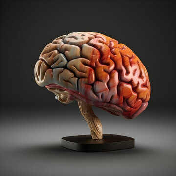 Human brain, 3d render, lateral view