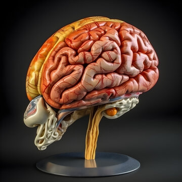 Human brain, 3d render, lateral view