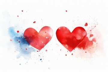 Watercolor illustration of Valentine's hearts