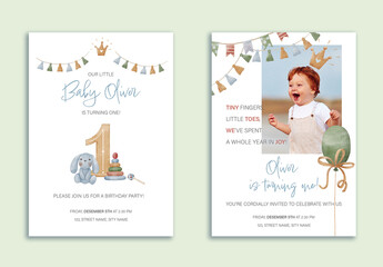 First Birthday Invitation Card Set