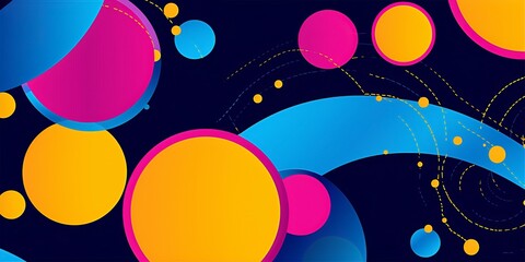 purpleyellowblue background with abstract blue circles and rounded edges, in the style of dynamic geometric, light black and magenta, stripes and shapes, abstraction-création, dotted, dark magenta