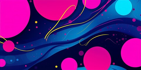 purpleyellowblue background with abstract blue circles and rounded edges, in the style of dynamic geometric, light black and magenta, stripes and shapes, abstraction-création, dotted, dark magenta and