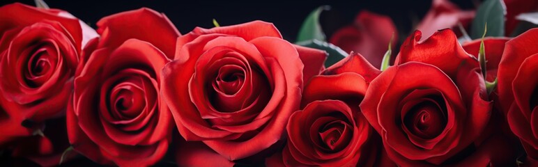 closeup view of various kinds of red roses. Background of red roses.