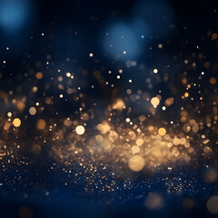 Obraz na płótnie Canvas Abstract background with Dark blue and gold particle. Gold foil texture. Holiday concept of New's Year Eve. Generative AI.
