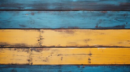 Old Wooden Wall Background in Blue and Yellow Colors. Vintage and Minimal Style for Design Projects.