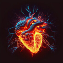 background with heart, glowing heart background, fire glowing heart images on black ground.