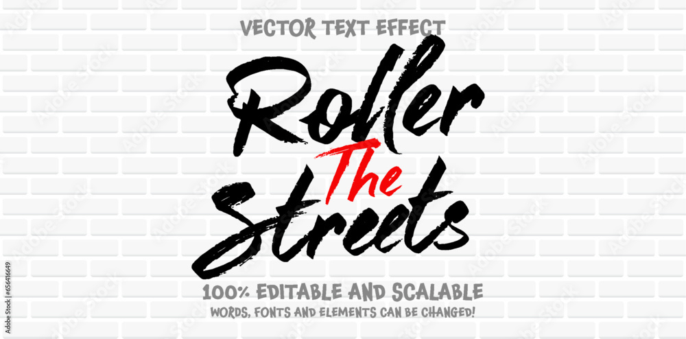 Poster graffiti brush editable text style effect. vector text effect with paint wall concept.