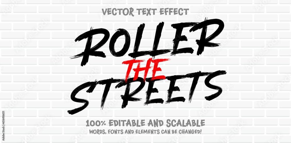 Poster graffiti brush editable text style effect. vector text effect with paint wall concept.