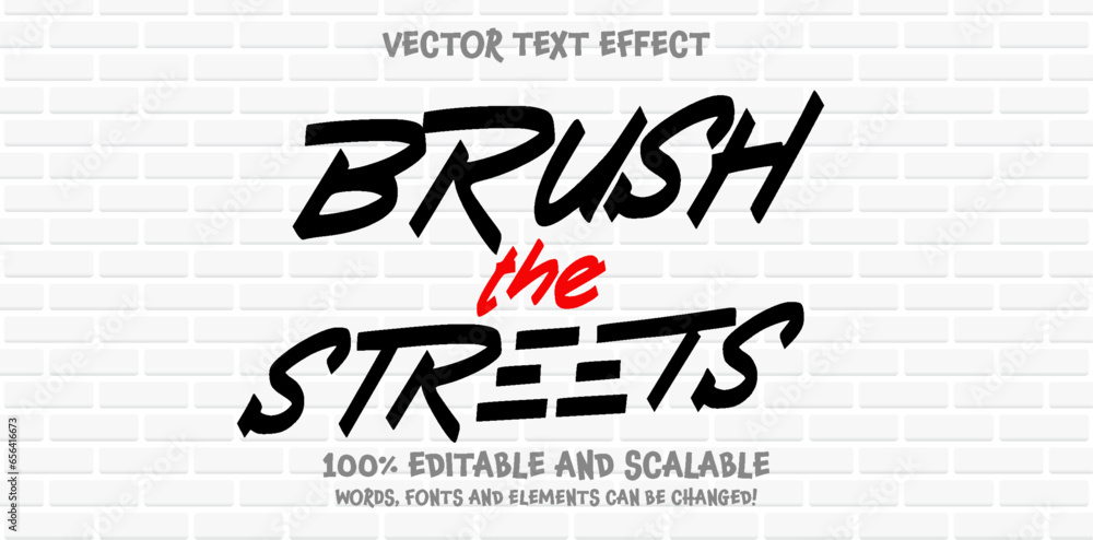 Aufkleber graffiti brush editable text style effect. vector text effect with paint wall concept.