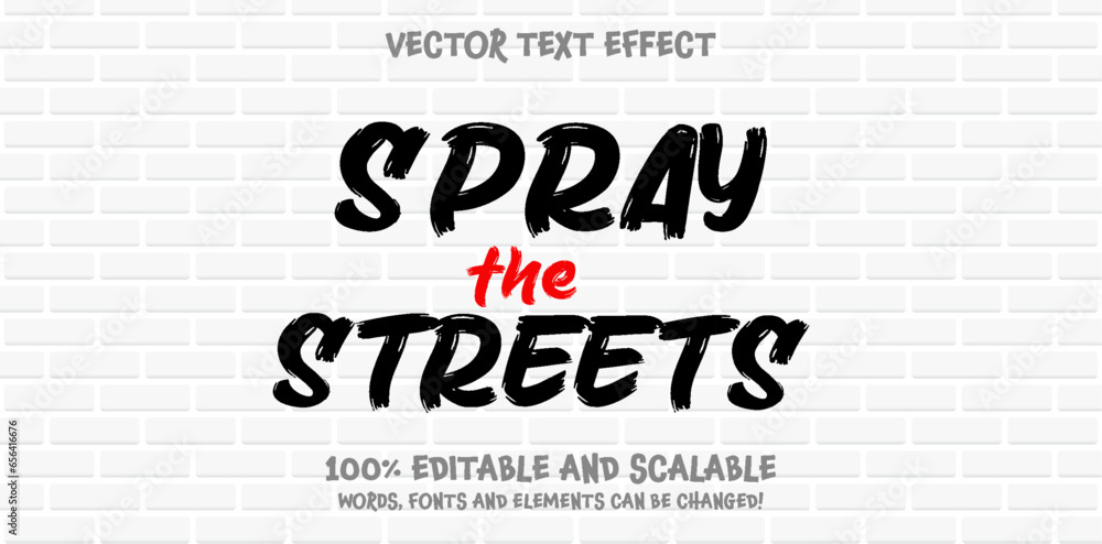 Poster graffiti spray editable text style effect. vector text effect with paint wall concept.