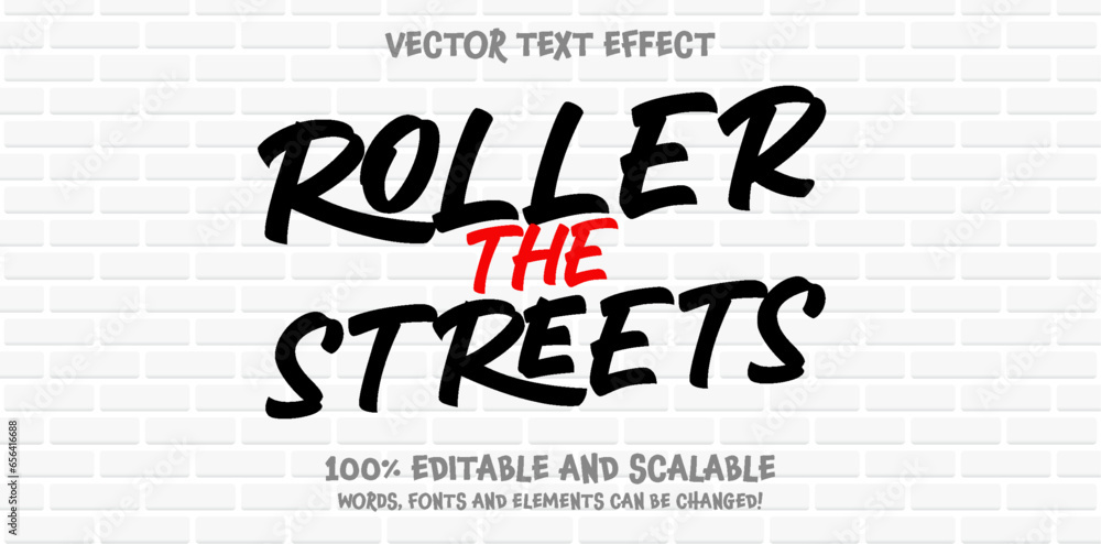 Poster graffiti roller editable text style effect. vector text effect with paint wall concept.