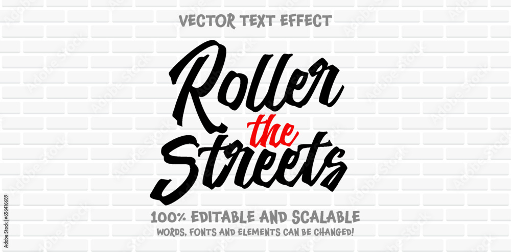 Poster graffiti calligraphy editable text style effect. vector text effect with paint wall concept.