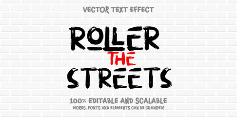 Graffiti Rough Marker editable text style effect. Vector text effect with paint wall concept.