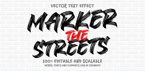 Graffiti Marker editable text style effect. Vector text effect with paint wall concept.