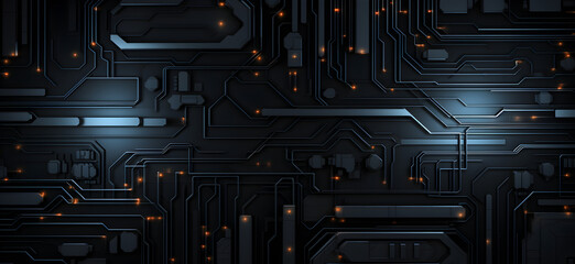 Fototapeta premium High tech dark background, computer technology, processing chip technology concept