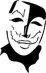 Black and white vector illustration of Halloween face mask
