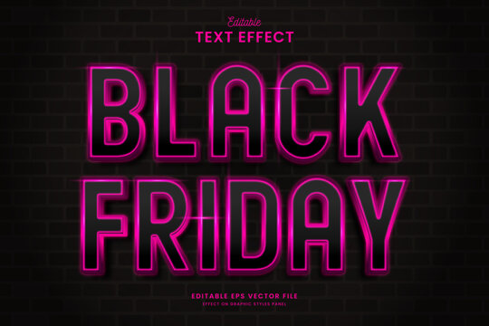 decorative neon pink black friday editable text effect vector design