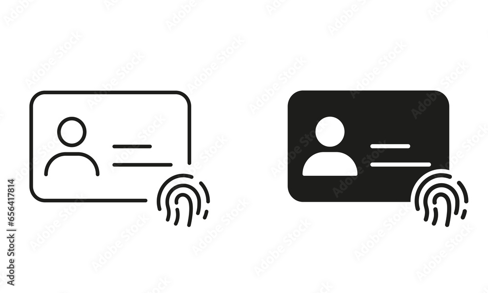 Aufkleber fingerprint identity for user security symbol collection. personal id card with fingerprint line and