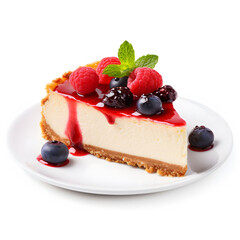 piece of cheesecake with berries