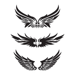 collection of monochrome angel wings. vector illustration