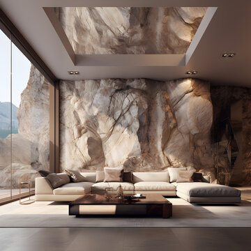 modern living room in the cave