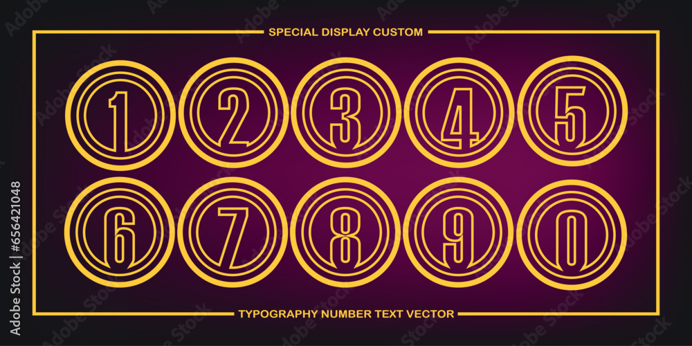 Poster assorted digital custom vector numbers. minimum. color gradation. dark. banner network. 3d effect. d