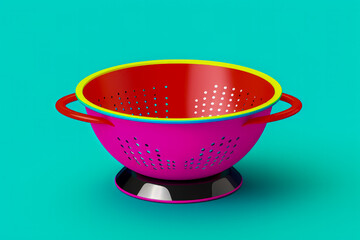 A minimalist vibrant colander in pop-art style isolated on a gradient background 
