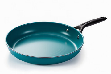 A minimalistic and vibrant griddle pan in teal isolated on a white background 