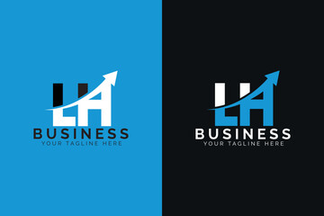 simple minimal letter lh arrow logo